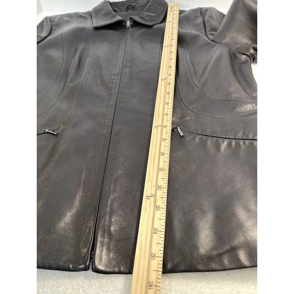 ANNE KLEIN VINTAGE GENUINE LEATHER (LAMB SKIN) B/W-JACKET SIZE L TIMELESS, 🤩 - Picture 8 of 16